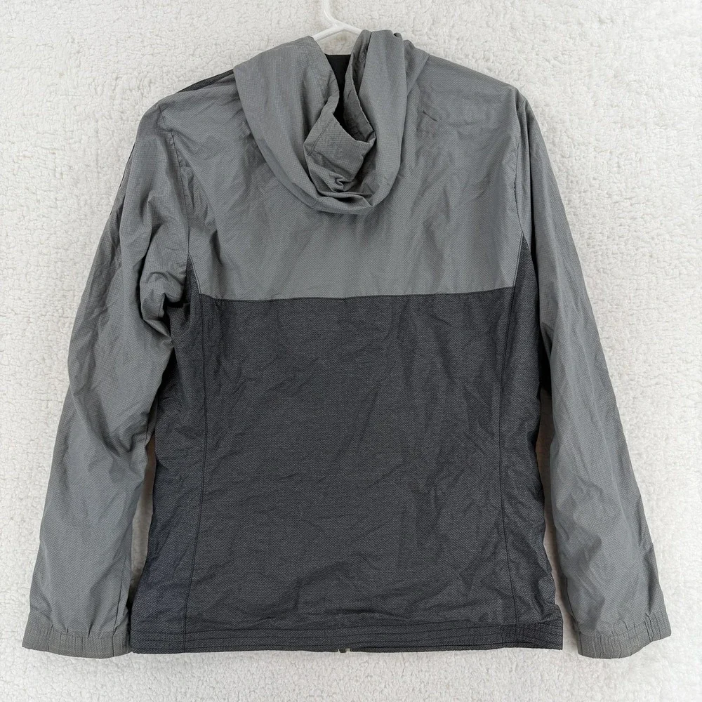 Adidas Jacket Mens Small Gray Hooded Colorblock Windbreaker Running Zip Athletic